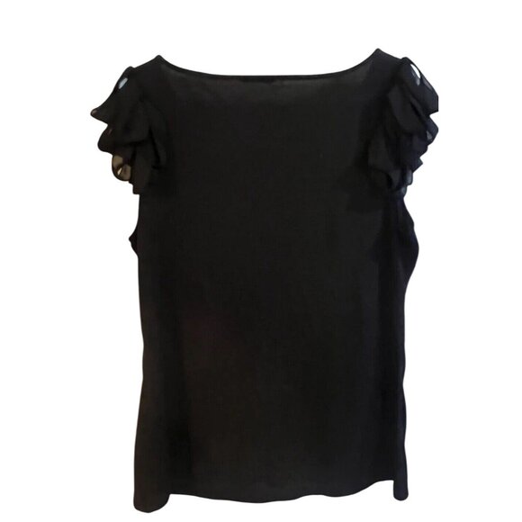 Womens Black Onyx Ruffle Sleeve Top Shirt XL Daisey Fuentes CUTE! - Picture 2 of 3